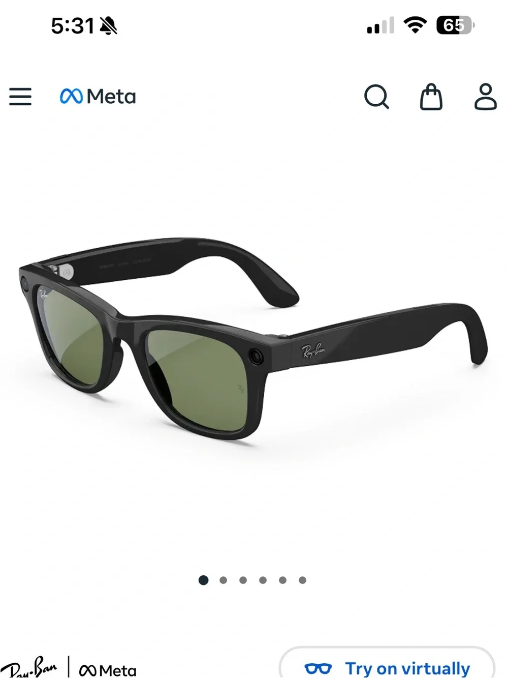 Ray-Ban Wayfarer META Sunglasses - Black Frame with Green Lenses